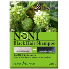 shampoo de tingimento de cabelo herbal com cabelo preto
